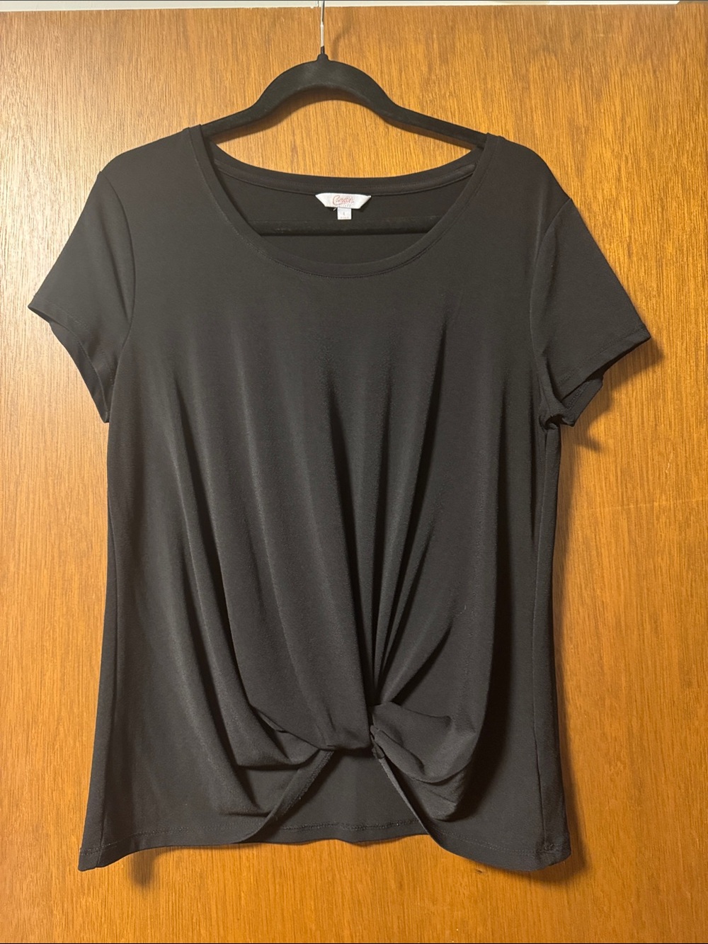 Candie's Black Short Sleeve Twist-Front Top